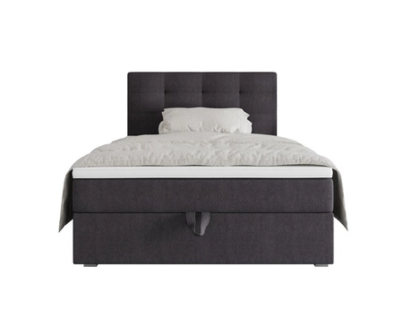 Kontinentální postel Flint 100x200 grafit v moderním skandinávském stylu s čalouněným čelem postele s úložným boxem