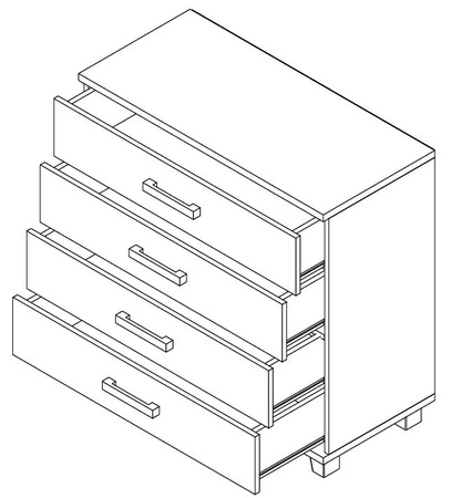 Komoda Maximus 90 cm dub sonoma světlý modernistický design komoda zásuvky na válečkových pojezdech