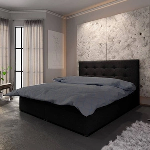 Černá kontinentální postel Fresno 160x200 v moderním skandinávském stylu s čelem