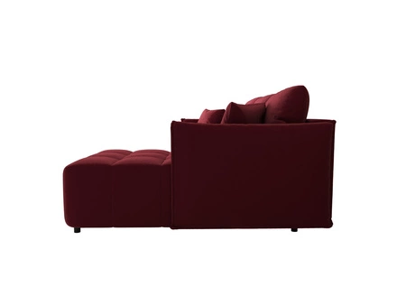 Rohová sedací souprava s funkcí spaní Oroso bordó pravá strana měkká sametová tkanina s hydrofobním potahem nádoba na lůžkoviny