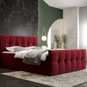 Vínová kontinentální postel Manhattan 180x200 v moderním skandinávském stylu s čalouněným čelem a nohama
