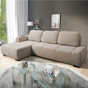 Rohová rozkládací pohovka s funkcí spaní Gentle béžová levá strana Stylový design rohové rozkládací pohovky vyznačující se zaoblenými tvary