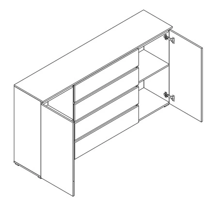 Komoda Simple 184 cm bílá funkční nábytek do obývacího pokoje nebo kanceláře pro mládež