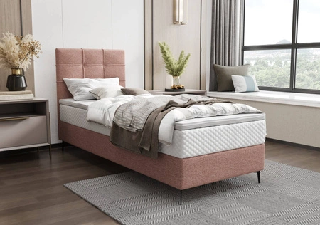 Kontinentální postel Irvine 90x200 růžová Stylová postel s úložným prostorem na lůžkoviny a vysokým čelem zaujme svým elegantním designem