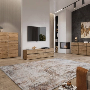 Sestava nábytku do obývacího pokoje Cross z dubu wotan Jednoduchá forma nábytku v moderním provedení potěší milovníky minimalistických interiérů