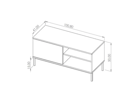 RTV skříň Tutti 100 cm dub hickory jednoduchý tvar skříně na kovovém podstavci v černém elegantním designu