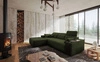 Rohová sedací souprava s funkcí spaní Tesalia zelená levá moderní design pohodlný posuvný opěrák zásuvka v boku nábytku