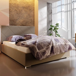 Čalouněná postel Hernani 160x200 tmavě béžová s čelem v moderním stylu ideální do ložnice