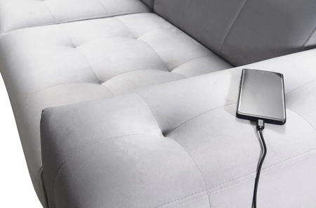 Rohová pohovka Hampton VII s funkcí spaní tmavě modrá levá rohová pohovka do pokoje ze sametové látky s hladkým povrchem