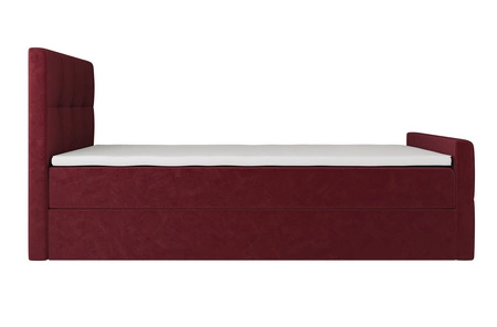 Vínová kontinentální postel Manhattan 90x200 v moderním skandinávském stylu s čalouněným čelem a nohou postele s úložným boxem