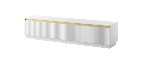 RTV skříň Imperial 180 cm bílá s možností zavěšení stylových frézovaných čel zdobených zajímavými úchyty