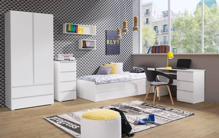 Jednoduchá postel 160x200 cm bílá funkční kus nábytku do ložnice nebo pokoje pro mládež