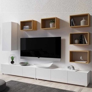 Nábytek Apulia XXXVII bílý lesk / zlatý dub výjimečně stylová nástěnná skříňka jednoduché jednotky hodící se do každého interiéru