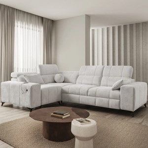 Penejos II rohová pohovka s funkcí spaní šedý jasan levý komfort pro každodenní lenošení nádoba na lůžkoviny