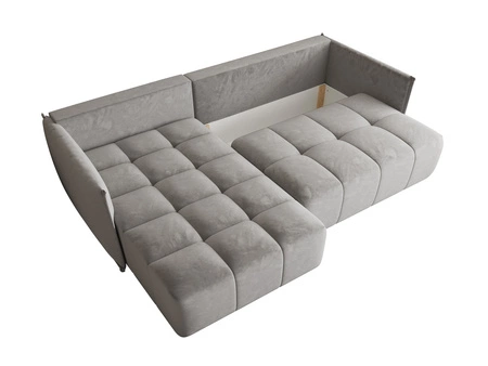 Rohová pohovka s funkcí spaní Oroso světle šedá levá pohovka měkká sametová tkanina s hydrofobním potahem nádoba na lůžkoviny
