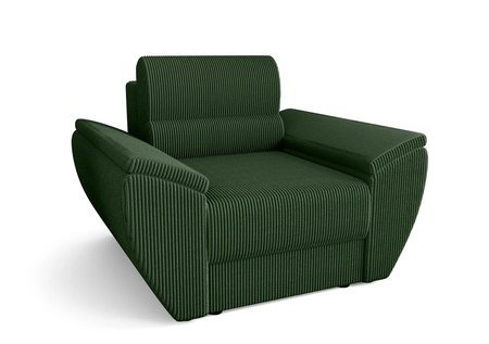 Křeslo Fogu zelené moderní design pohodlné křeslo do obývacího pokoje manšestrová látka s výraznými pruhy široké područky