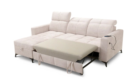 Rozkládací pohovka Laredo graphite levá pohodlná a stylová rohová rozkládací pohovka s kontejnerem na lůžkoviny