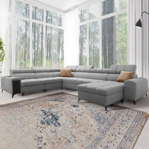 Rohová sedací souprava s funkcí spaní Bolmso VIII šedá pravá Elegantní a pohodlná rohová sedací souprava se zásuvkou ideální do prostorných interiérů