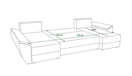 Rohová pohovka s funkcí spaní Fogu U III slonovinová kost Stylová rohová pohovka s područkami a úložným prostorem na lůžkoviny manšestrová tkanina