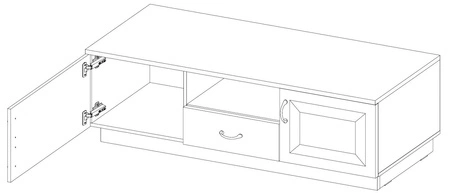 RTV skříňka Scandi 150 cm dub artisan / bílá klasický design stylová frézovaná čela kovové úchyty