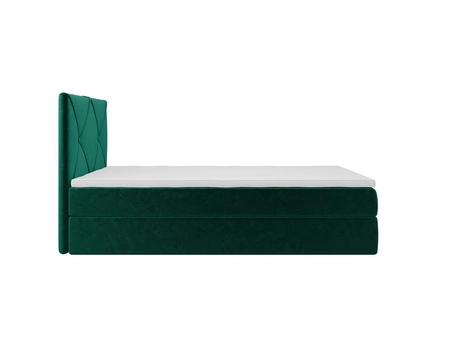 Kontinentální postel Arvada 90x200 lahvově zelená v moderním skandinávském stylu s čalouněným čelem postele s úložným boxem