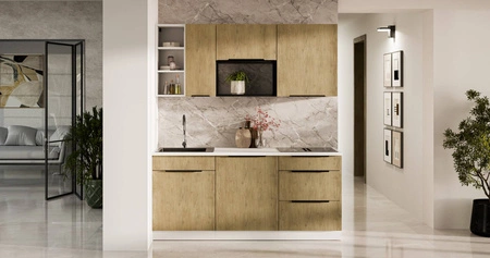 Sada kuchyňského nábytku Cremona 180 cm elegantní kuchyňské skříňky v jemných a přírodních barvách ideální sada do malé kuchyně