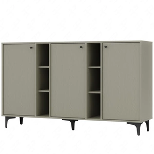 Komoda Kioto I 158 cm eukalyptus moderní design subtilní úchyty jednoduchý tvar obohacený o kovové černé prvky