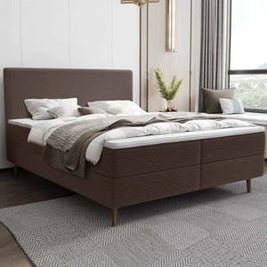 Kontinentální postel Totti 180x200 hnědá stylová postel s úložným prostorem na lůžkoviny trojrozměrná tkanina s výraznými pruhy