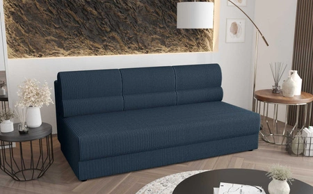 Fogu rozkládací pohovka modrá jednoduchá forma pohovky v moderním designu manšestrové čalounění kontejner na lůžkoviny