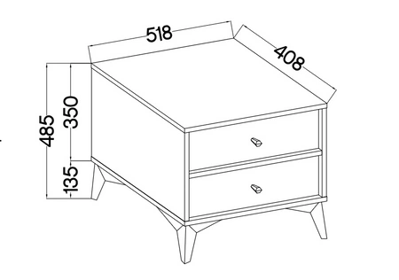 Noční stolek Kioto I černý grafit se zásuvkami ideální skříňka do ložnice jemné úchyty kovové nohy