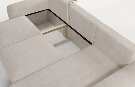 Rohová pohovka s funkcí spaní Arbon béžová pravý roh moderní design s výrazným tvarem měkká látka