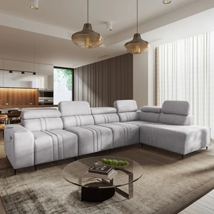 Rohová sedací souprava s funkcí spaní Castel XI šedý jasan pravá strana pohodlná rohová sedací souprava s úložným prostorem na lůžkoviny odolná látka