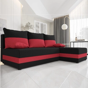 Rohová sedací souprava s funkcí spaní Bowers černá / červená pravostranná rohová sedací souprava s úložným prostorem na lůžkoviny záruka nejvyššího komfortu