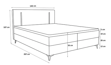 Kontinentální postel Norco 140x200 žlutá stylová postel s úložným prostorem na lůžkoviny osvětlení v čele postele dodává jedinečný nádech