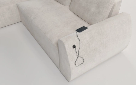 Rohová sedací souprava s funkcí spaní Colio žlutá levá stylová rohová sedací souprava se zajímavým tvarem velurové tkaniny s dekorativním polštářem koule