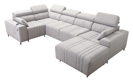 Rohová pohovka s funkcí spaní Castel IV hnědá pravostranná stylová rohová pohovka s kontejnery na lůžkoviny a nastavitelnými opěrkami hlavy