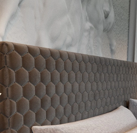 Tmavě modrá kontinentální postel Fargo 180x200 v moderním skandinávském stylu s výrazným čelem