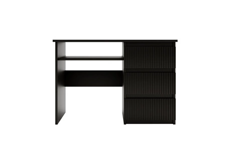 Psací stůl se zásuvkami Flexi 110 cm černý univerzální psací stůl s možností instalace zásuvek na obou stranách dekorativní drážkované čela