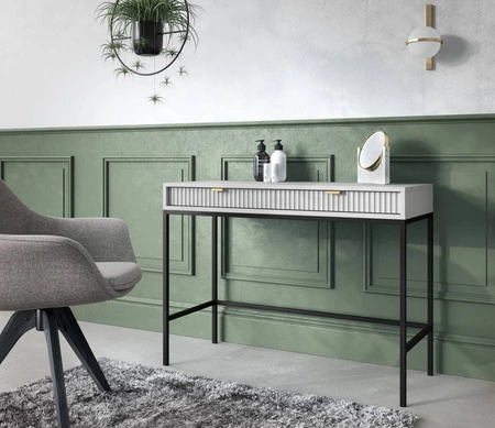 Konzola Lovro šedá se zásuvkami stylový a funkční kus nábytku do předsíně, obývacího pokoje nebo kanceláře