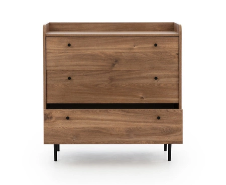 Nábytková sestava Apallo brandy dub castello výrazný design sestavy na kovových nohách subtilní úchyty vysoké okraje stolových desek