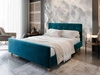 Čalouněná postel Isara 180x200 tyrkysová s úložným prostorem v moderním skandinávském stylu s výrazným čelem a podnožkou