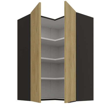 Rohová kuchyňská nástěnná skříňka Crotone 60x60 GN-90 2F s kovovou hranou úchytky odolná proti vlhkosti a poškození skříňky