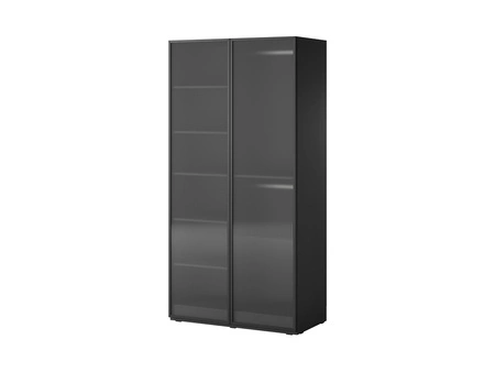 Šatní skříň Sandbox 101 cm černá elegantní a funkční šatní skříň se skleněnými předěly kus nábytku z kolekce modulárních šatních skříní z rýhovaného skla