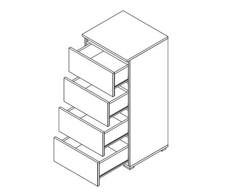 Komoda Simple 45 cm pudrově růžová funkční nábytek do dívčího pokoje jednoduchý design
