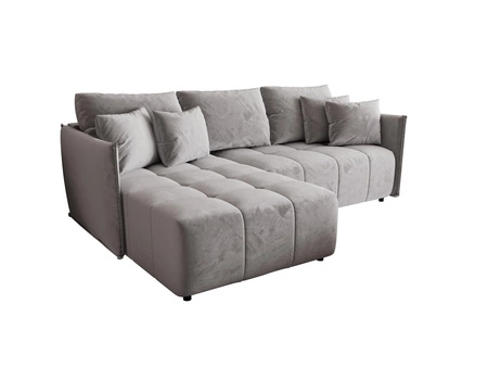 Rohová pohovka s funkcí spaní Oroso světle šedá levá pohovka měkká sametová tkanina s hydrofobním potahem nádoba na lůžkoviny