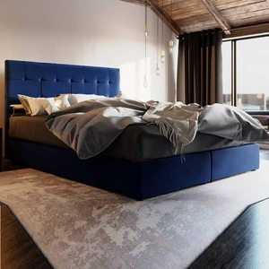 Kontinentální postel Widnes 140x200 námořnicky modrá v moderním skandinávském stylu s výrazným čelem