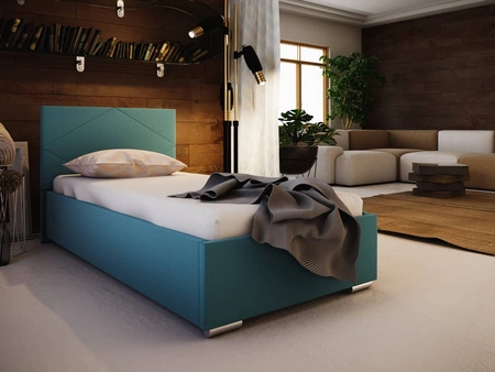 Čalouněná postel Hernani 90x200 modrá s moderním čelem ideální do pokoje pro mladé nebo malé ložnice