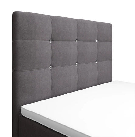 Šedá kontinentální postel Kansas 100x200 v moderním skandinávském stylu s čalouněným čelem a nohama