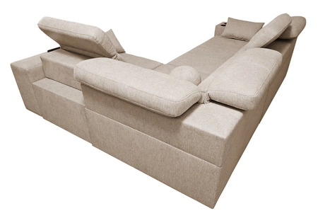 Rohová sedací souprava s funkcí spaní Tesalia II hnědá pravá komfortní rohová sedací souprava do obývacího pokoje s posuvným opěradlem nádoba na lůžkoviny