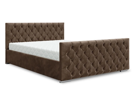 Čalouněná postel Viamao 160x200 světle hnědá s kontejnerem v moderním skandinávském stylu s prošívaným čelem a nohama